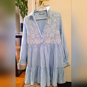 Zara blue cotton dress. Size 8